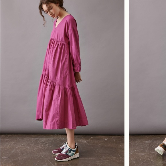 Anthropologie Dresses & Skirts - Anthropologie Magenta Tiered Midi Dress